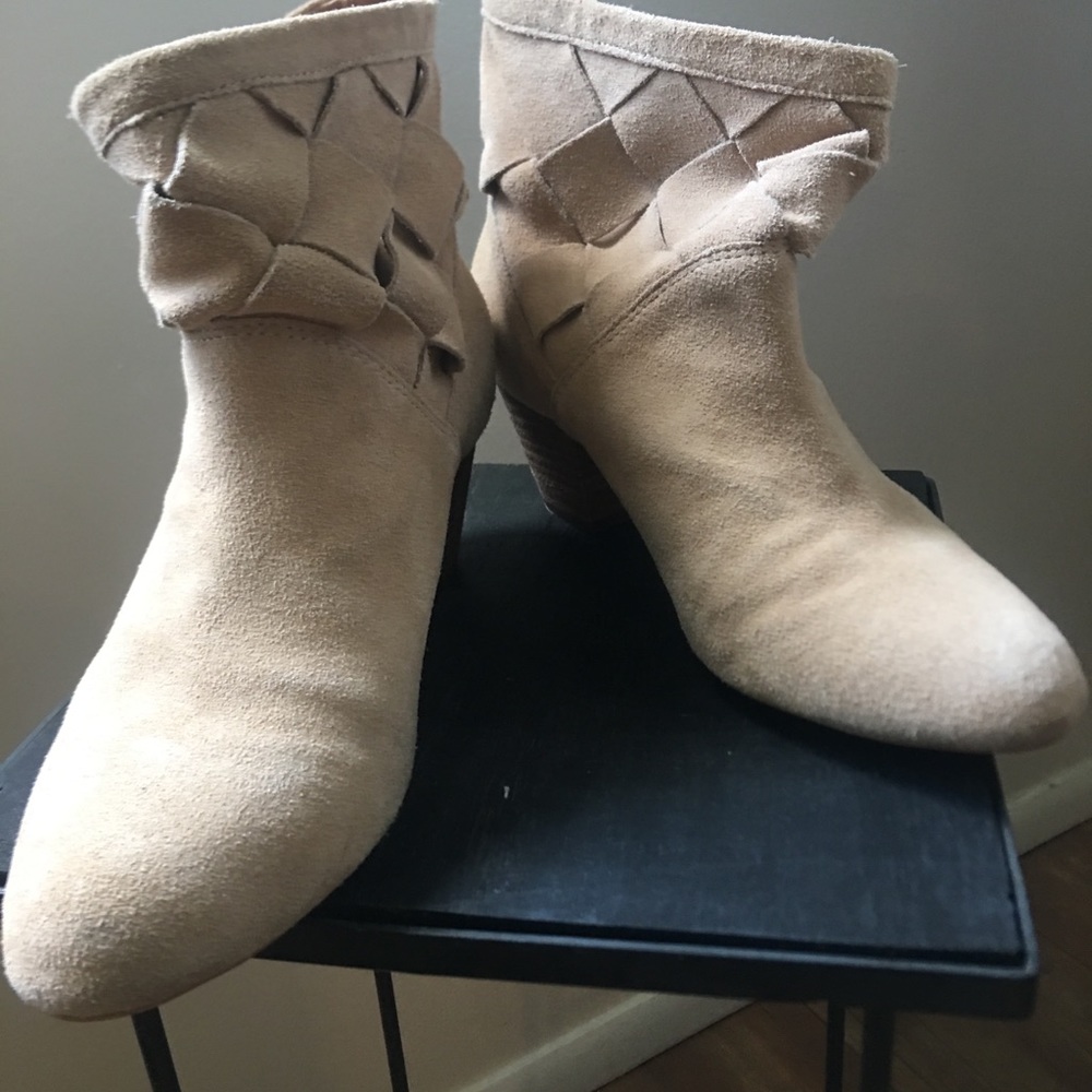 Light tan suede ankle booties